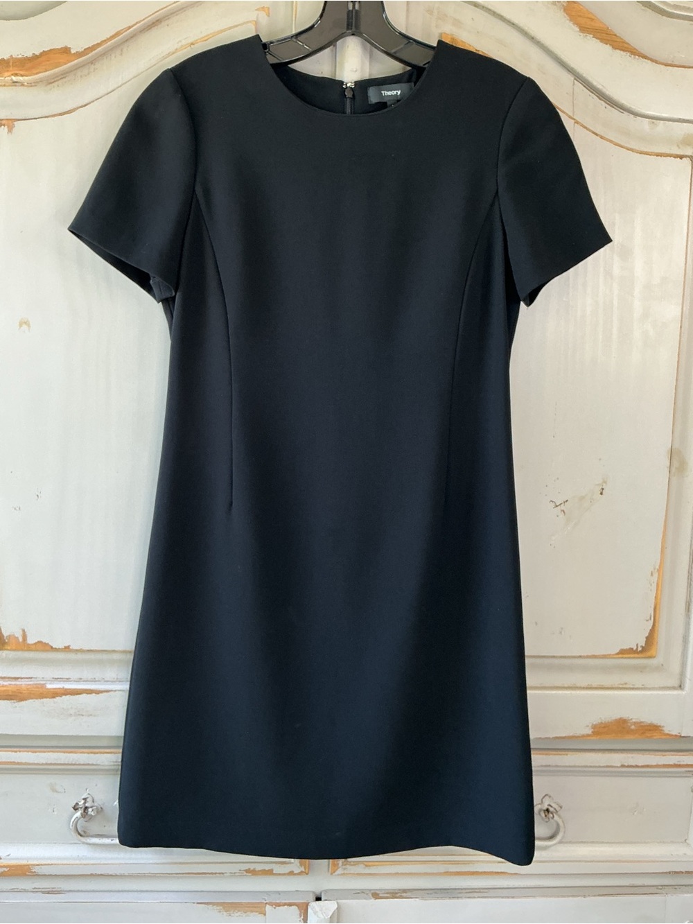 NWOT Theory | Jatinn Modern Crepe Black Shift Dress Minimalist Career Size 4 - Picture 3 of 9